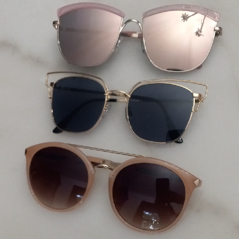 Nordstrom Sunglasses Trio - Rose Gold, Black, Brown , Set Of 3
